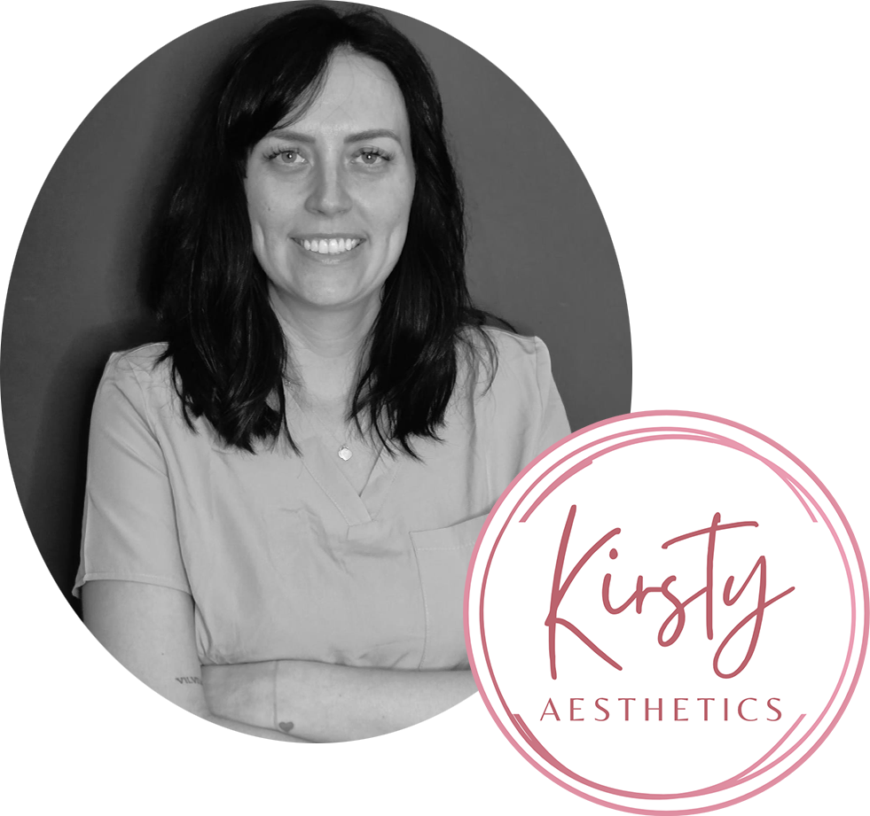 Kirsty Aesthetics logo with profile picture of kirsty